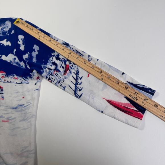 Talbots Sailboat Regatta Cardigan Sweater Cotton Knit Nautical Island Coastal M - Picture 4 of 6